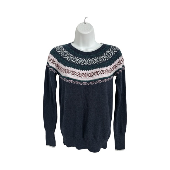Hollister Sweaters - Hollister Dark Green Sweater with White and Pink Accents Size Small